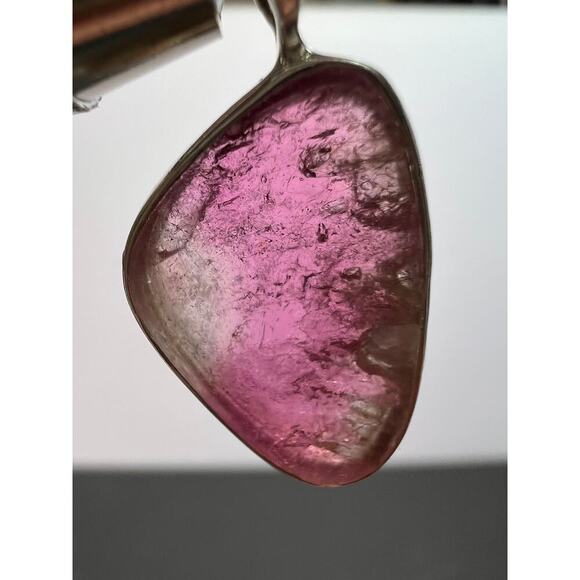 NEW Bi color pink tourmaline sterling silver pendant 1.94 grams - Picture 1 of 10